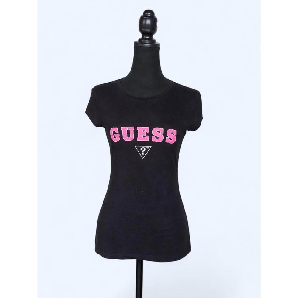 vintage y2k guess baby tee black pink logo coquette fairy size medium 💕
